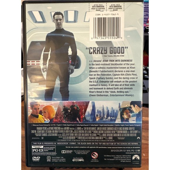 Star Trek Double Feature Into Darkness DVD PG13 Science Fiction Fantasy Chris Pi - Picture 9 of 11